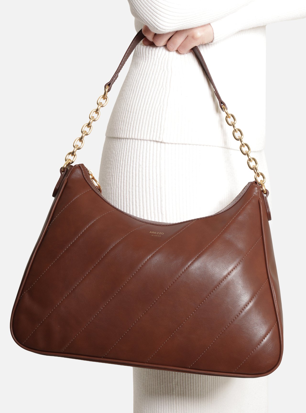 Bolsa Hobo Marrom Grande Alça Corrente