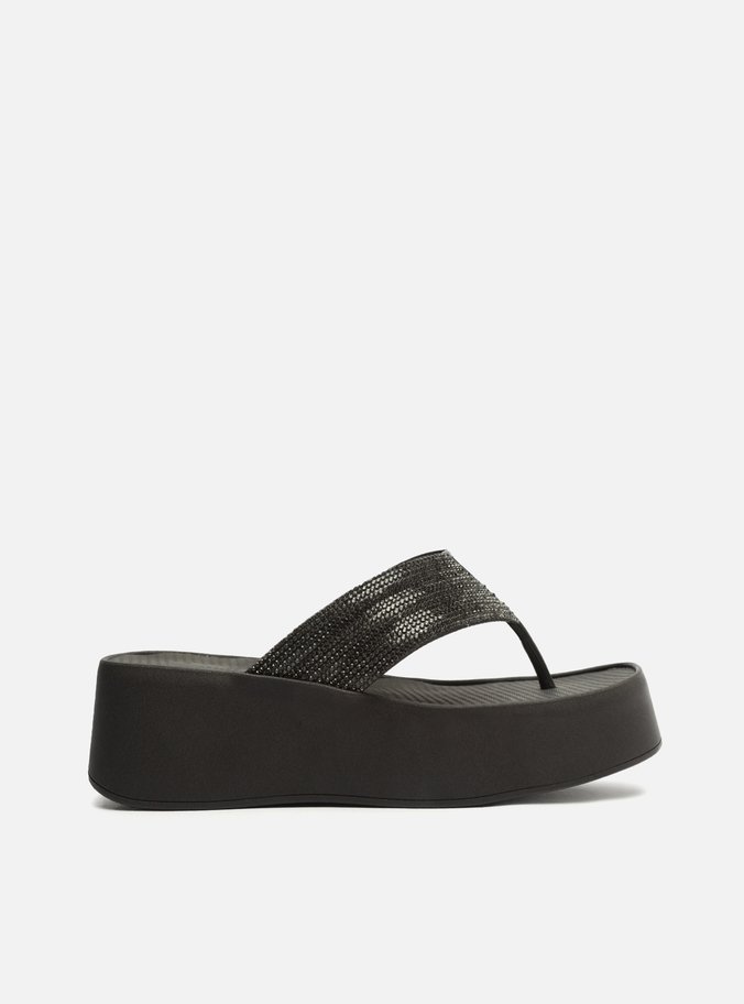 Sandália Preta Strass Flatform Lulu Brizza