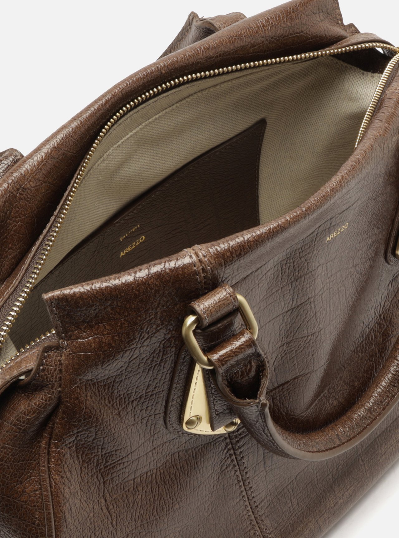 Bolsa Tote Marrom Couro Grande Metais — foto 4