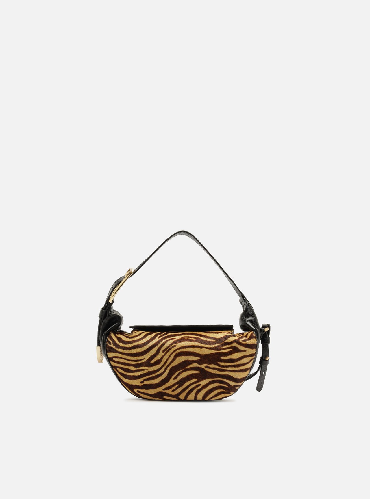 Bolsa Tiracolo Animal Print Couro Média Metais Dourados — foto 1