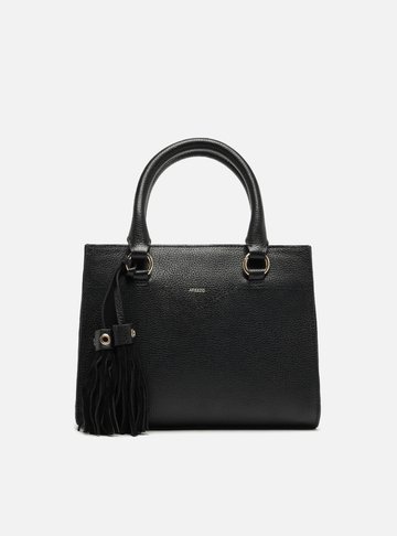 Bolsa Tote Preta Couro Média Barbicacho