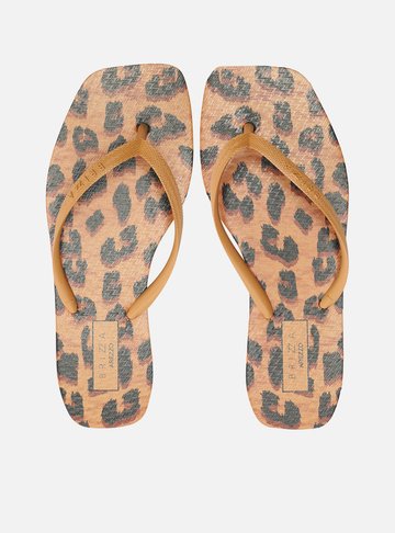 Chinelo de Dedo Marrom Animal Print Square
