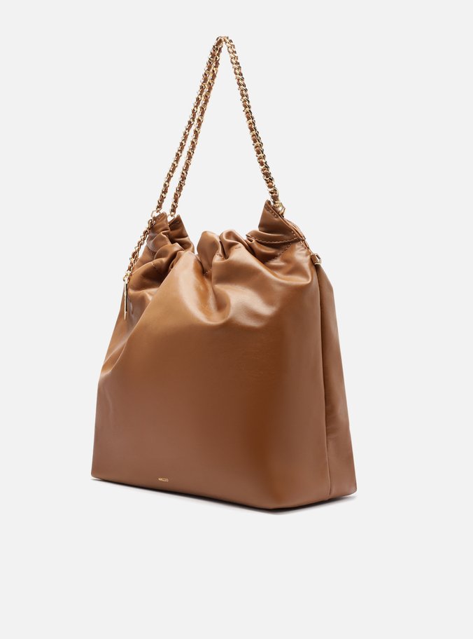 Bolsa Hobo Marrom Couro Grande Alça Corrente