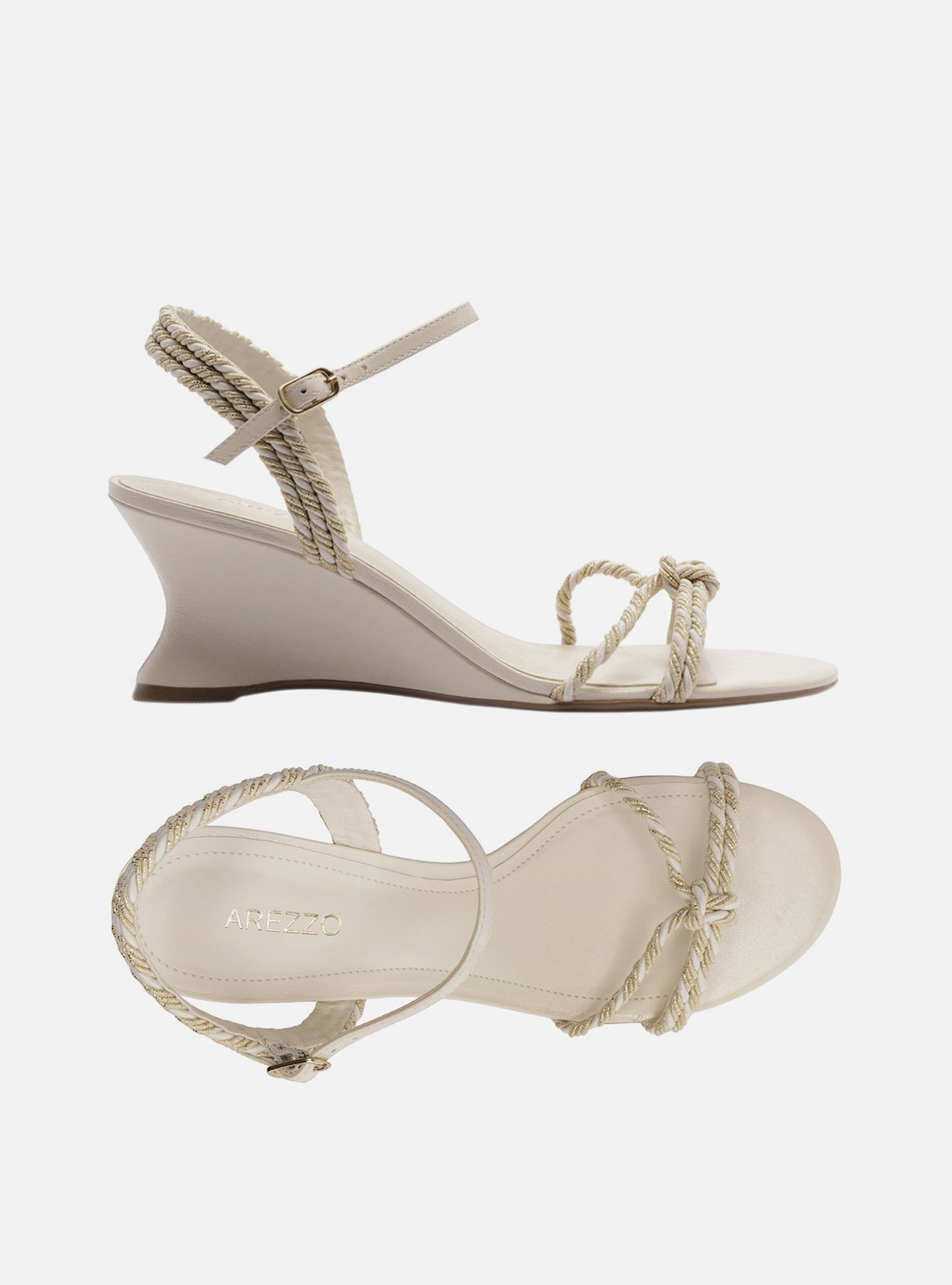 Sandália Off-White Anabela Tiras Cordão — foto 5