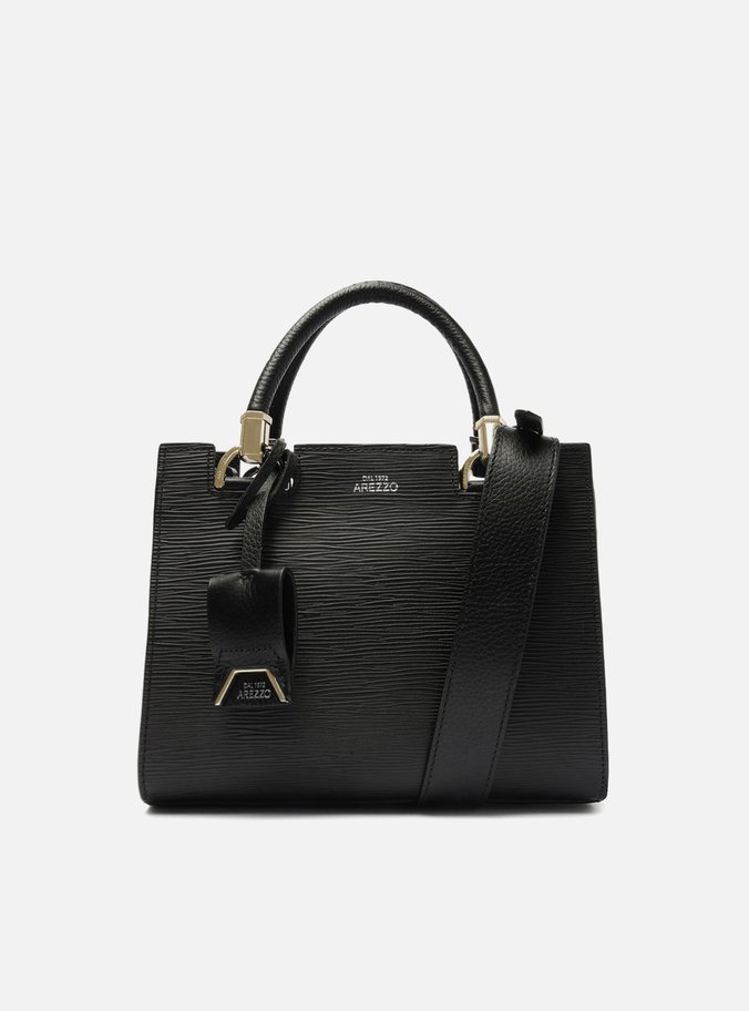 Bolsa Tote Preta Couro Nuova Abbraccio Média