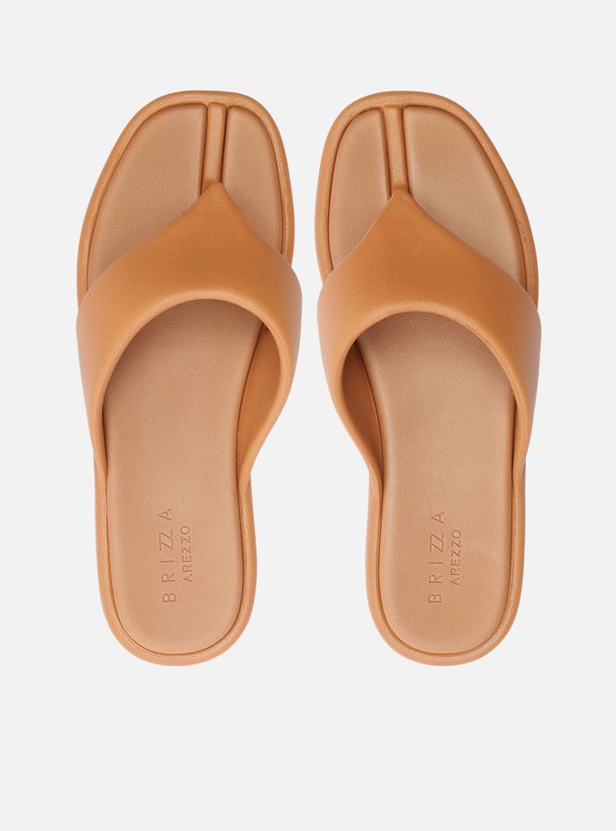 Sandália Marrom Flatform Bicolor Tira