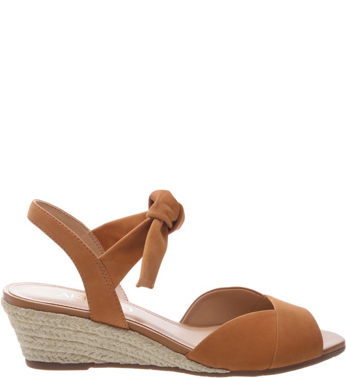 Sandália Anabela Nobuck Lace Up Marrom
