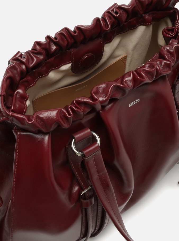 Bolsa Shopping Vermelha Couro Grande Fivelas