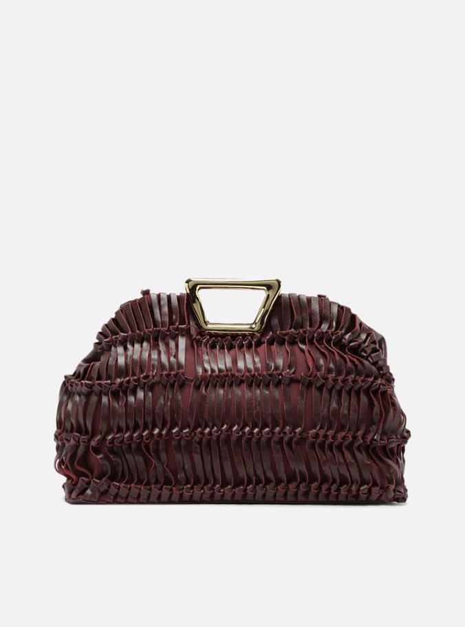 Bolsa Tiracolo Vinho Couro Grande Alça Metal