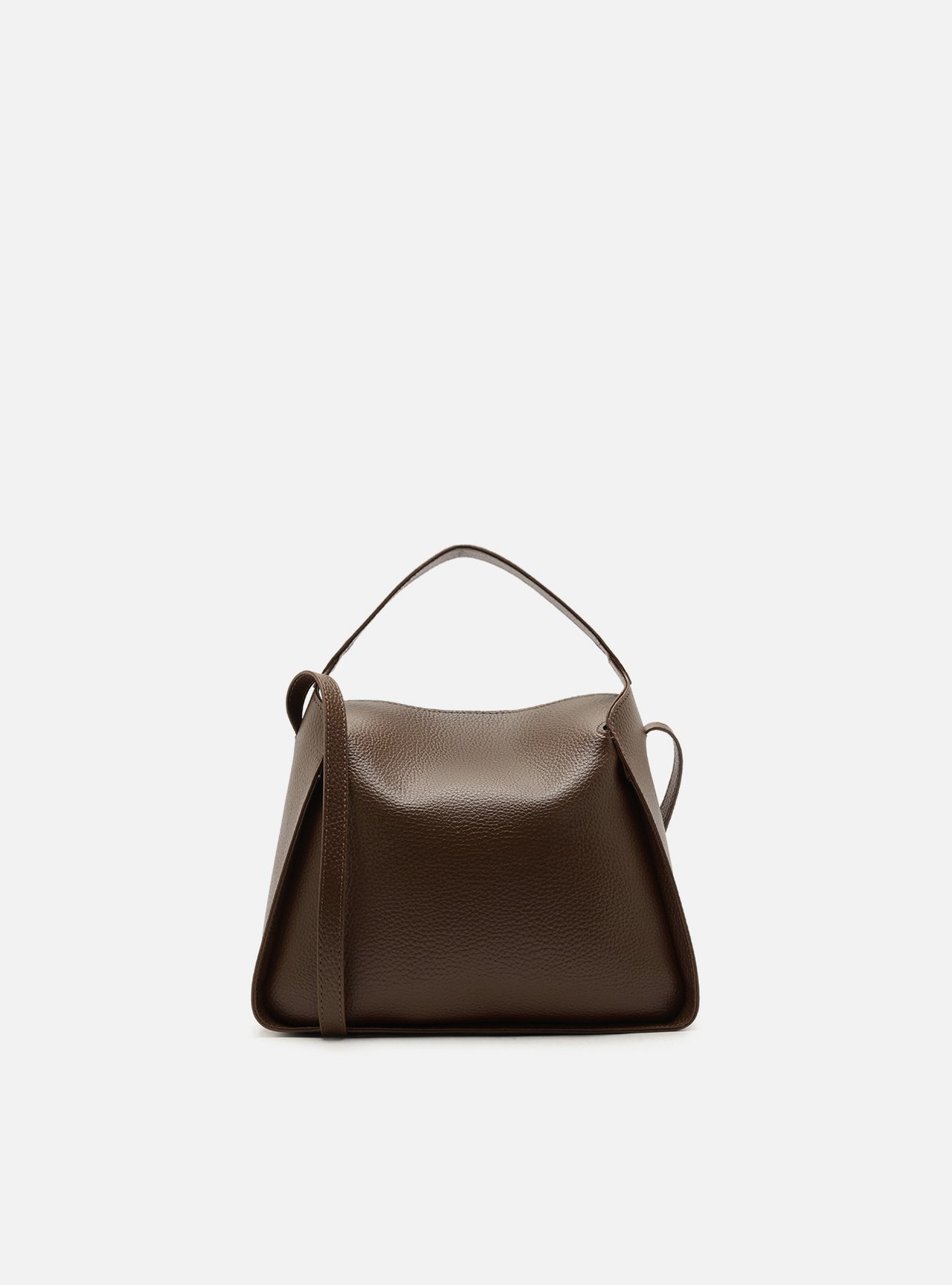 Bolsa Tote Marrom Pequena Granulada — foto 3