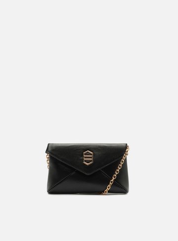 Arezzo — Bolsa Tiracolo Preta Couro Pequena Metal