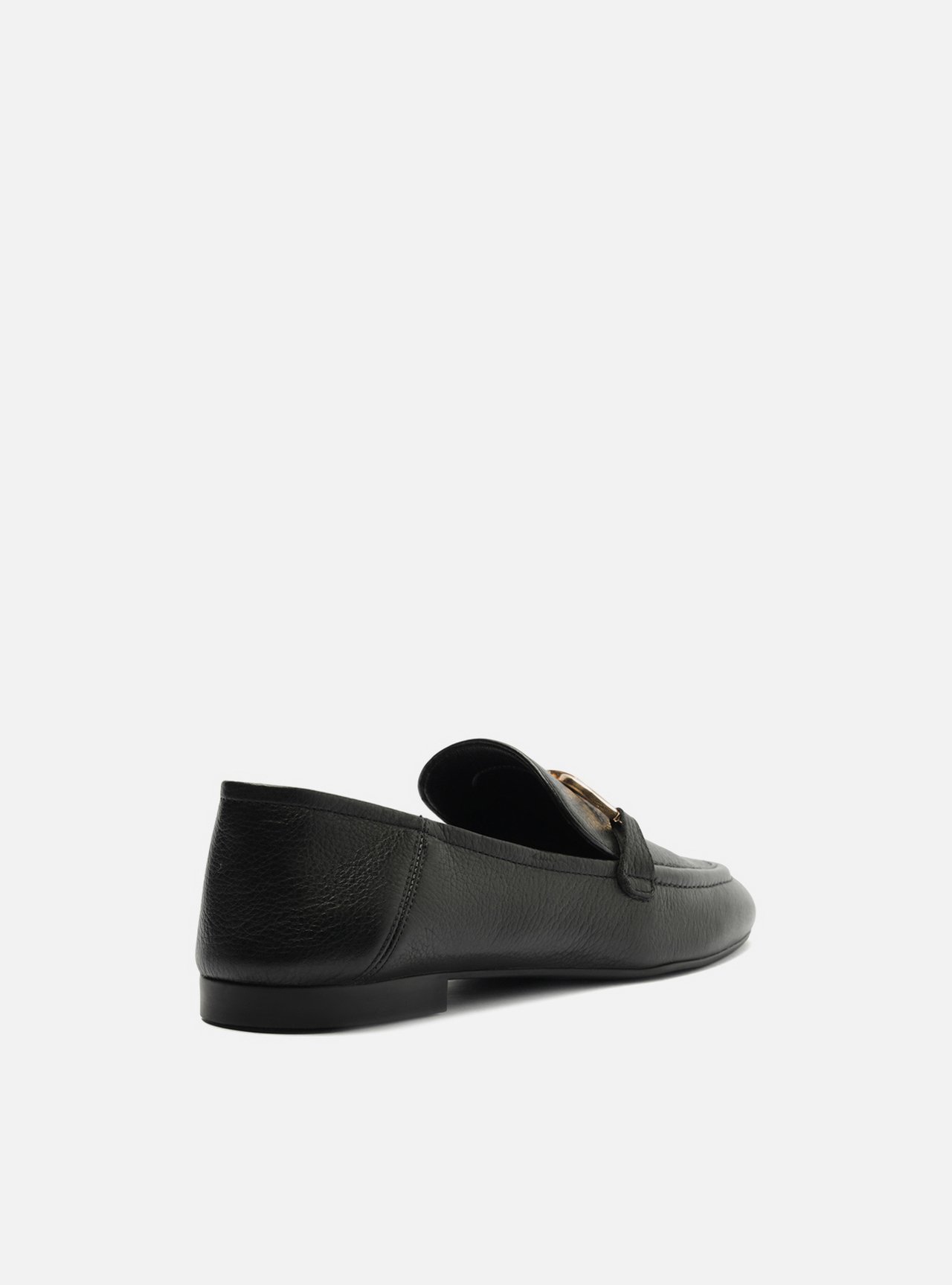 Mocassim Preto Couro Bridão Metálico Básico — foto 3