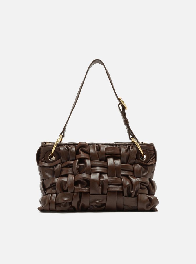 Bolsa Tiracolo Marrom Couro Média Tressê Maxi