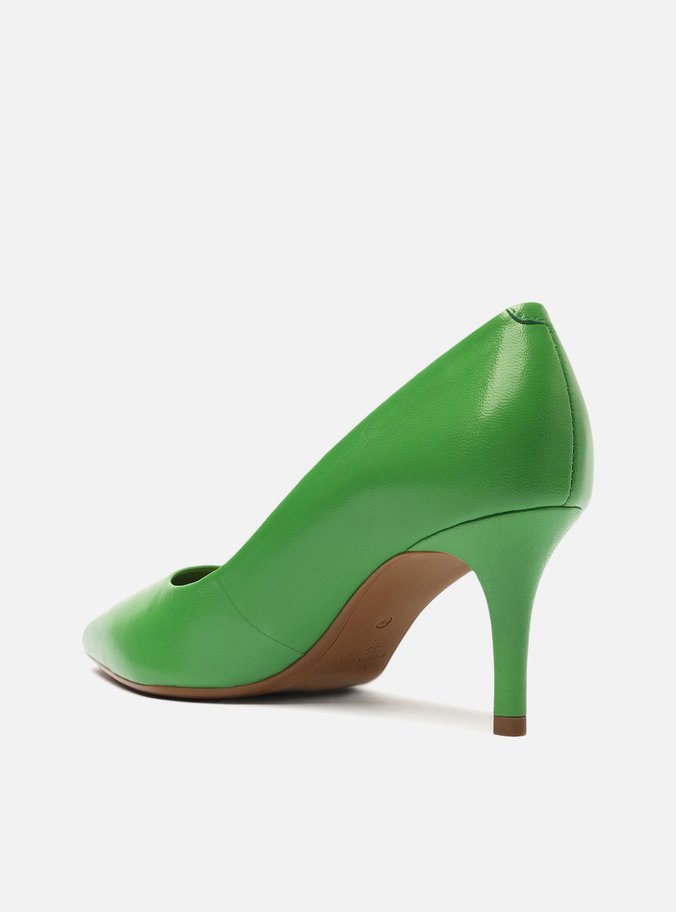 Scarpin Verde Couro Salto Médio Fino Color