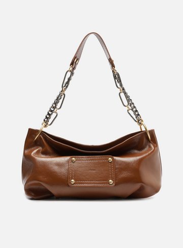Bolsa Shoulder Marrom Couro Glossy Média