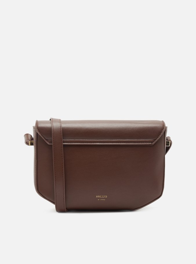 Bolsa Tiracolo Marrom Botão Média