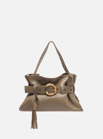 Bolsa Tiracolo Cinza Couro Isa Média