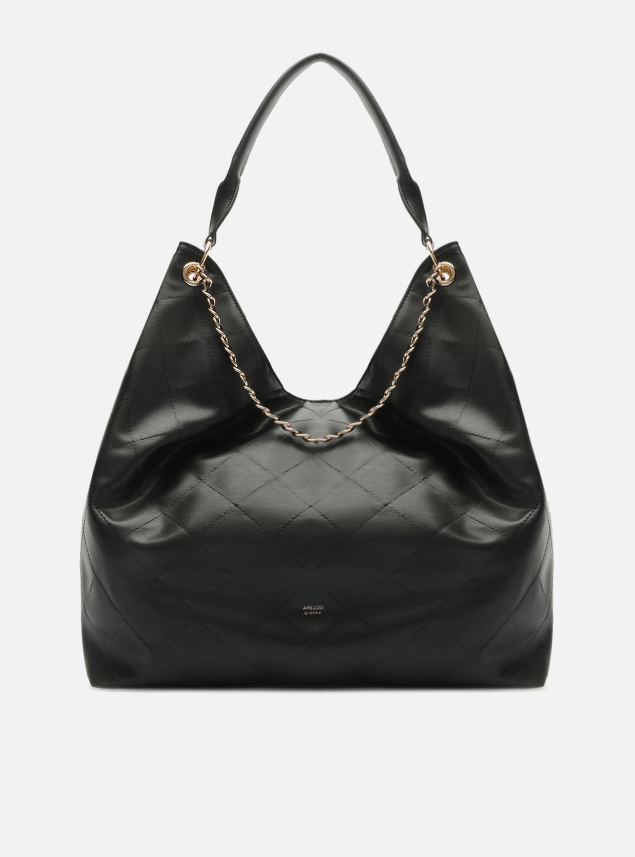 Bolsa Hobo Preta Grande Matelassê Alça Corrente — foto 1