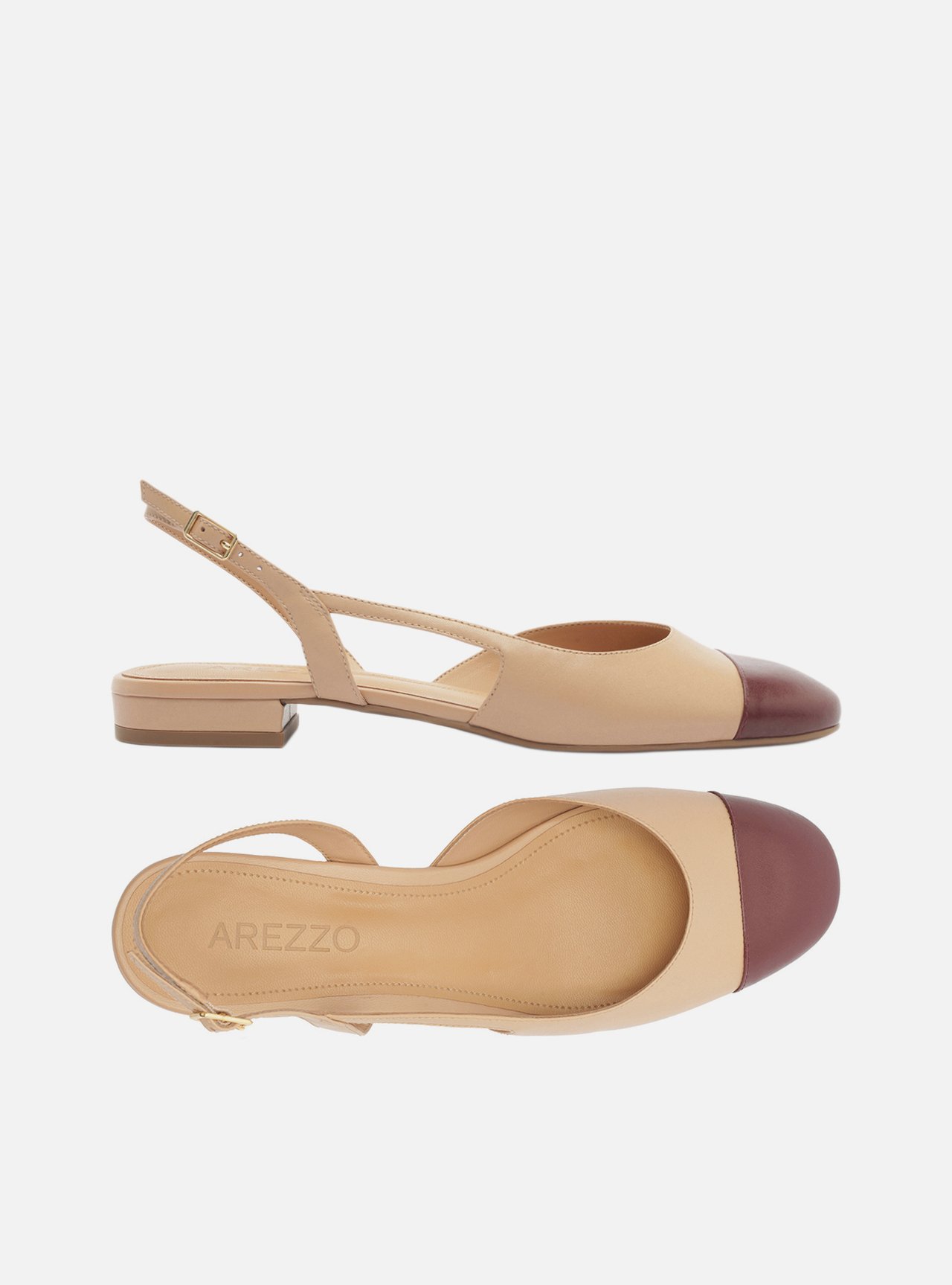 Sapatilha Rosa Claro Couro Slingback Cap Toe Bordô — foto 5