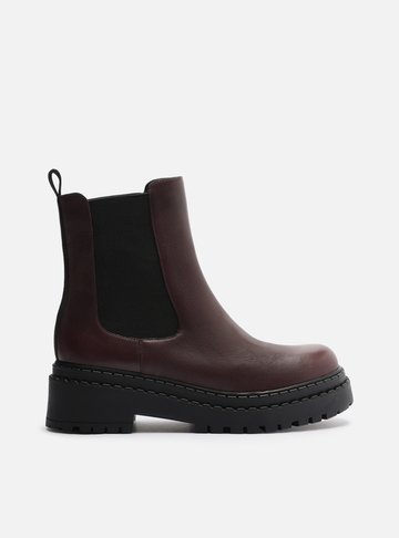 Bota Marrom Couro Cano Curto Tratorada Elástico