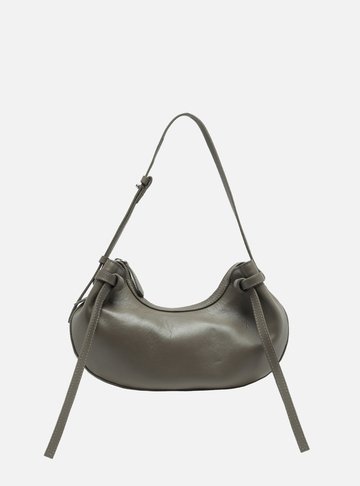 Bolsa Tiracolo Cinza Couro Média Curve Tiras