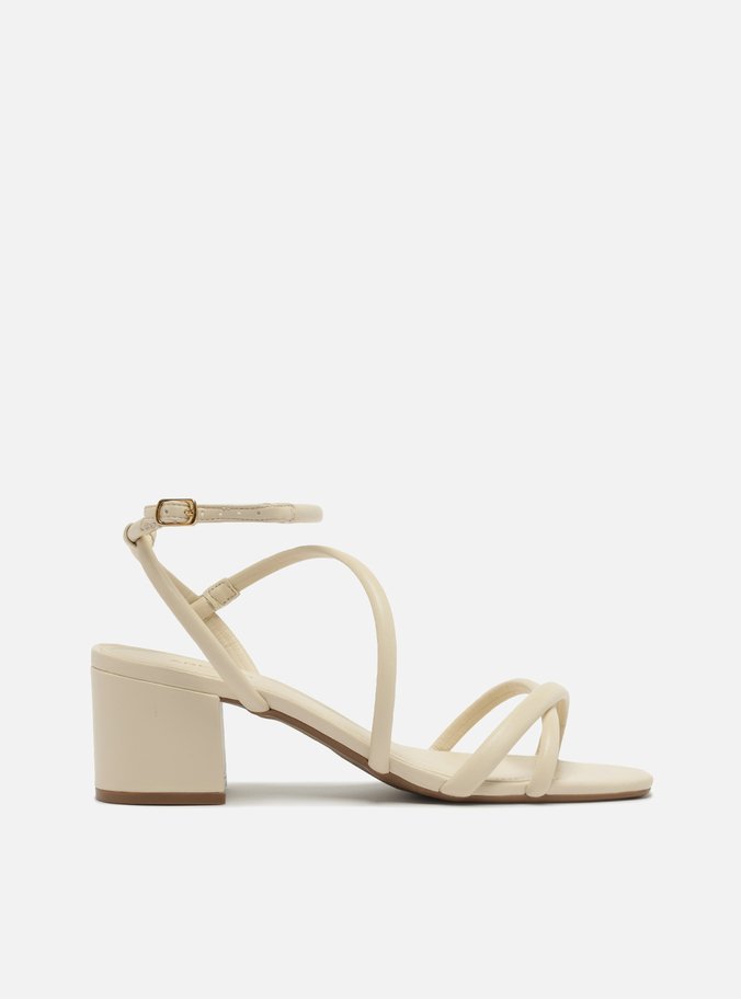 Sandália Off-White Salto Bloco Couro