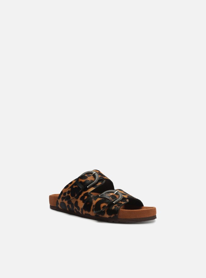 Sandália Papete Animal Print Fivelas