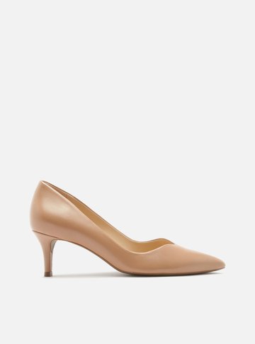 Scarpin Couro Salto Kitten Soft Avelã