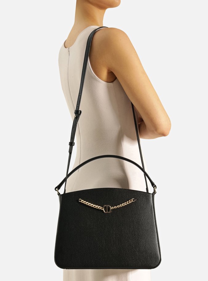Bolsa Tote Preta Grande Corrente ID