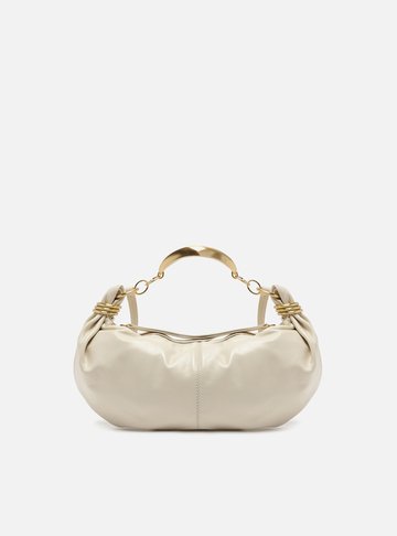 Bolsa Tiracolo Branca Couro Média Alça Argolas