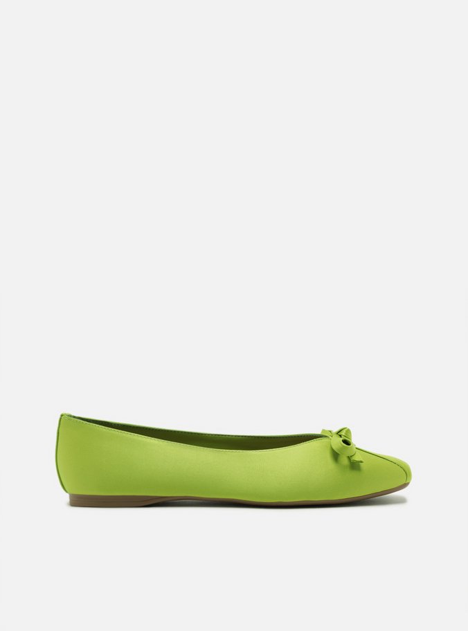 Sapatilha Verde Cetim Bico Quadrado