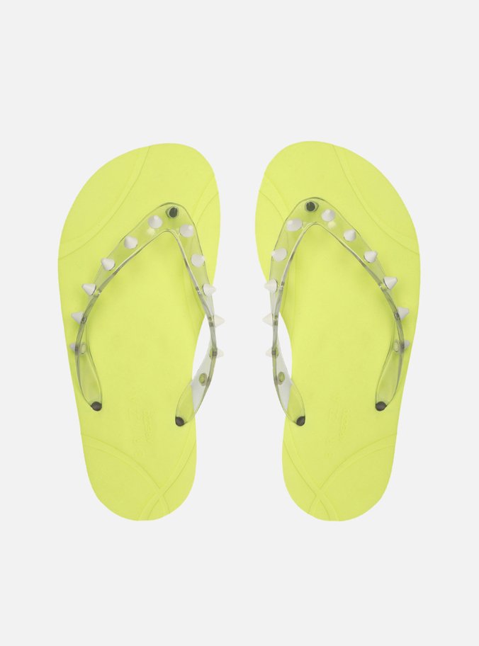 Chinelo de Dedo Multicolorido Tira Transparente