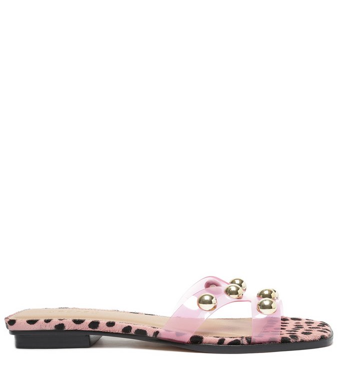 Rasteira Animal Print Pelo Vinil