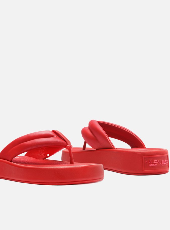 Sandália Vermelha Tiras Largas Flatform Kim Flex