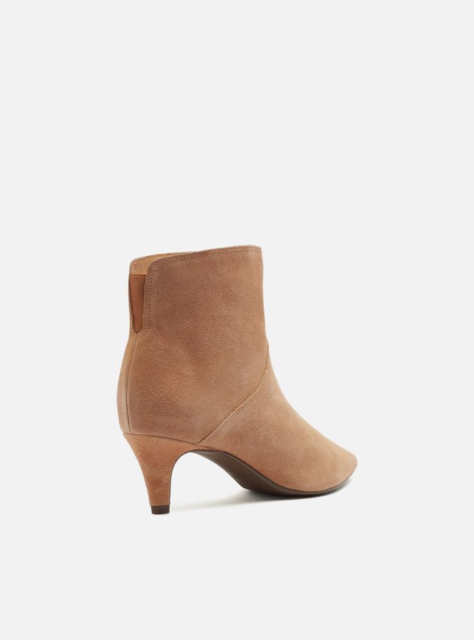 Bota Marrom Camurcina Cano Curto Salto Fino