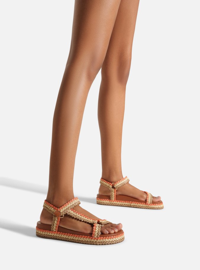 Sandália Papete Colorida Tramada Flatform