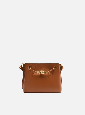 Bolsa Tiracolo Marrom Couro Helena Pequena Nó