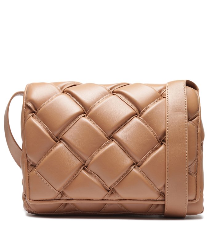Bolsa Tiracolo Nude Couro Gaby Grande Pale Nut