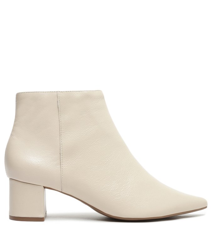 Bota Off-White Couro Salto Bloco