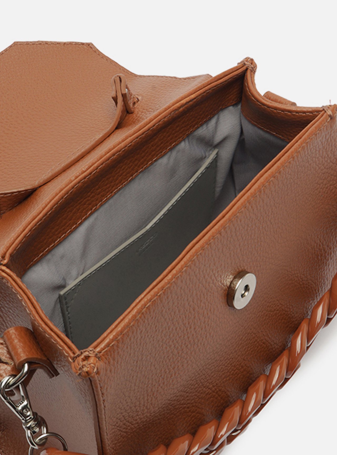 Bolsa Tote Marrom Média Alça Corrente — foto 4