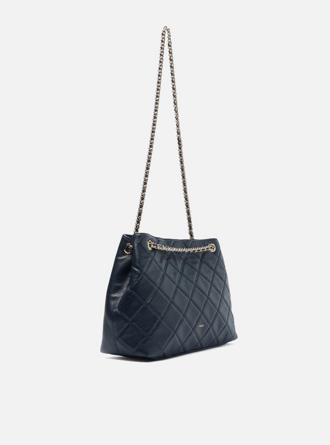 Bolsa Tote Azul Couro Matelassê Gab Média