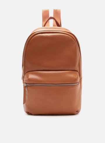 Mochila Marrom Couro Grande Básica