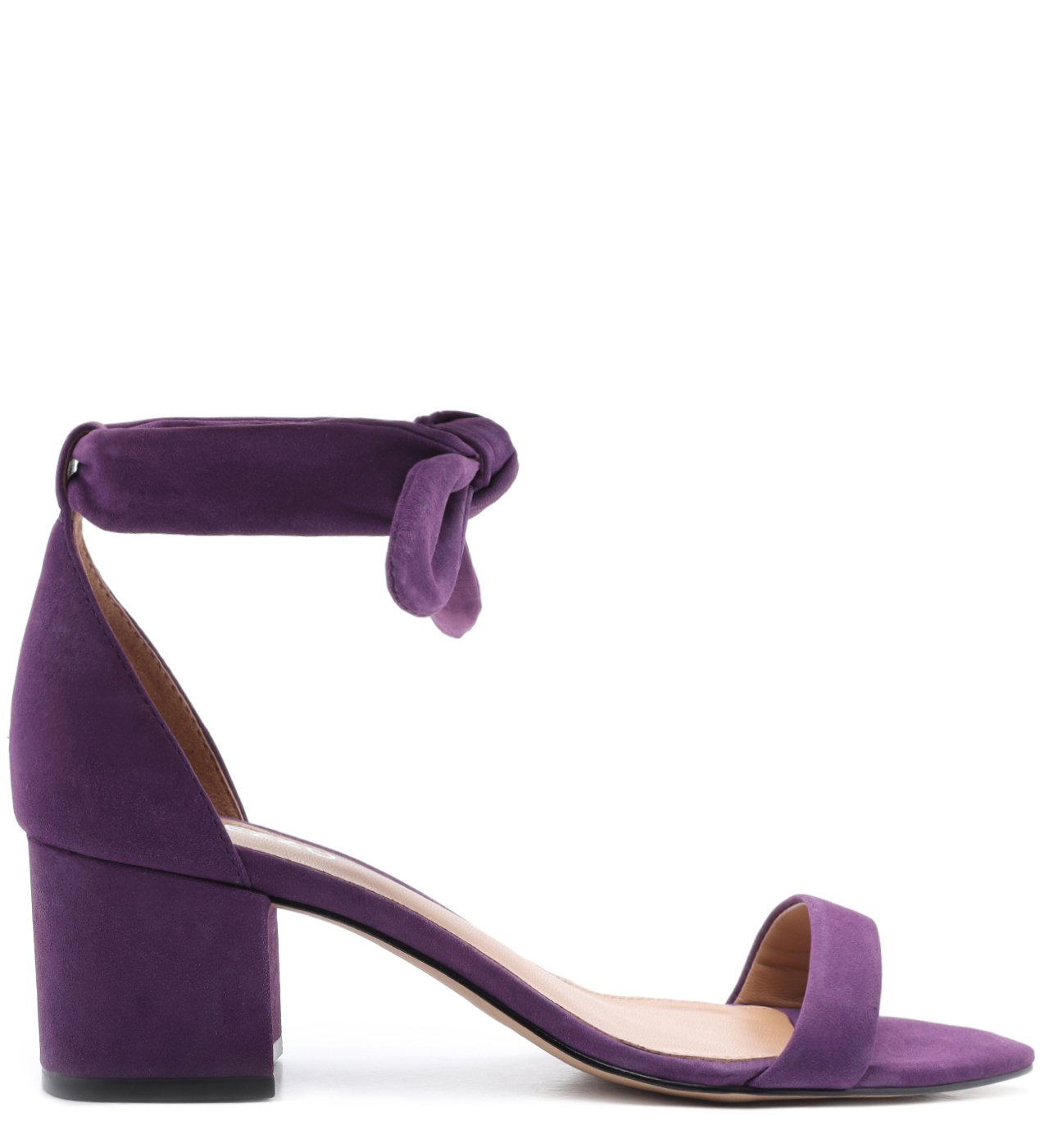 Sandália Roxa Nobuck Salto Bloco Lace Up Real Purple | Arezzo