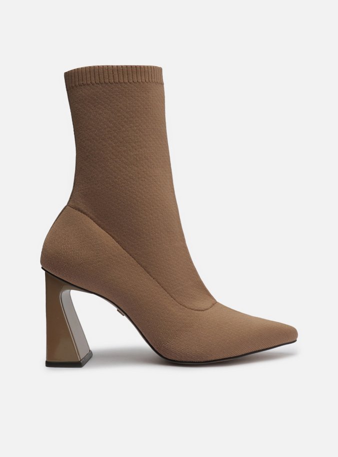 Bota Skinny Nude Knit Cano Curto