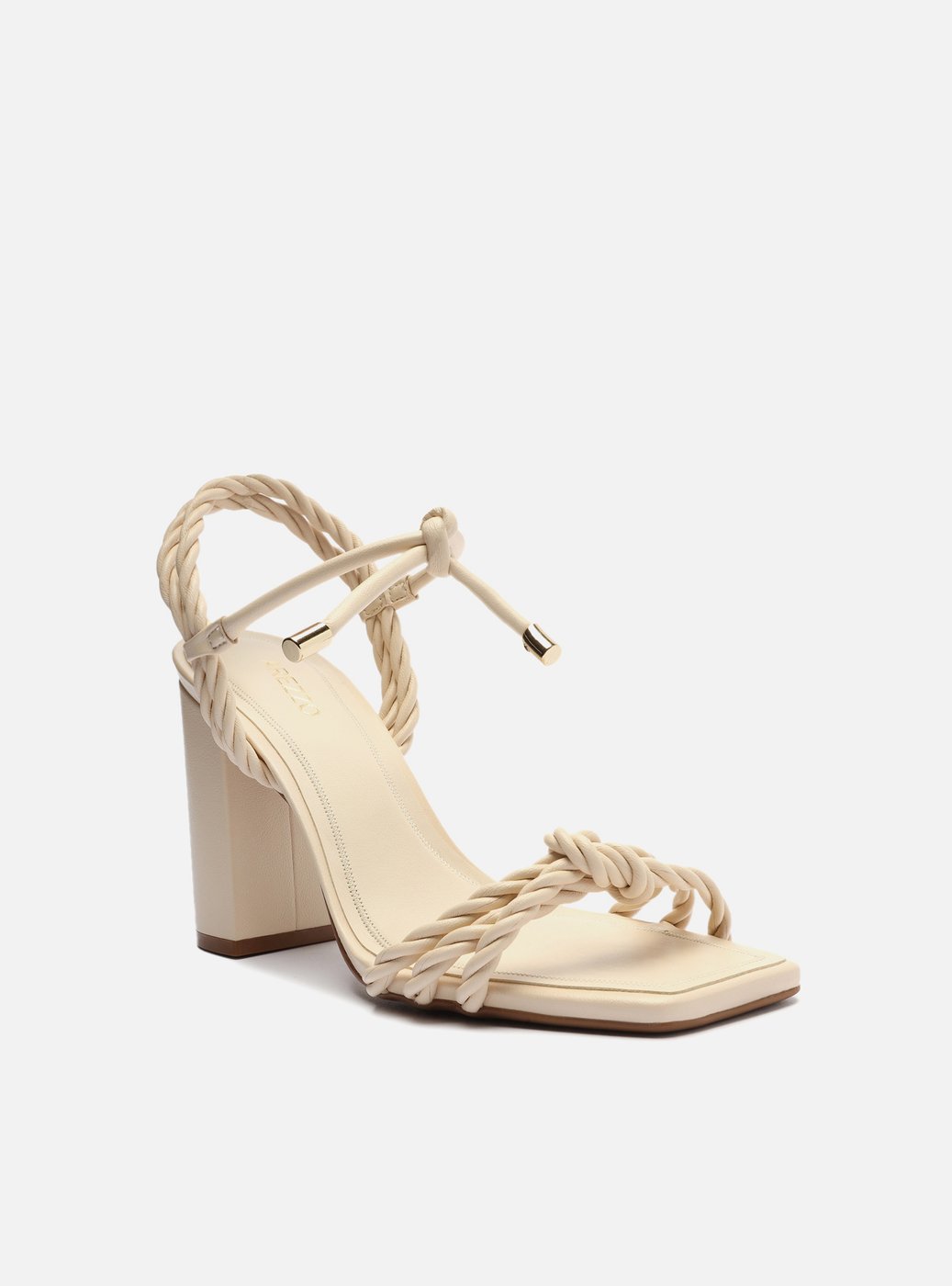 Sandália Off-White Salto Alto Bloco Tiras Torcidas — foto 2