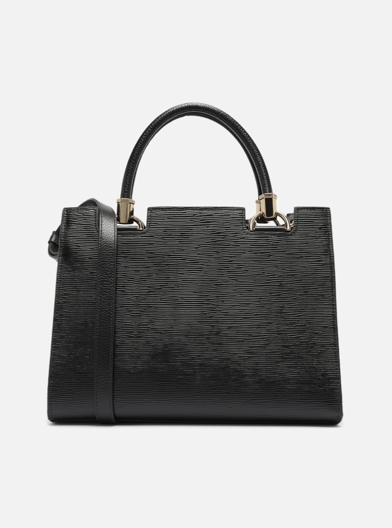 Bolsa Tote Preta Couro Abraccio Grande — foto 3