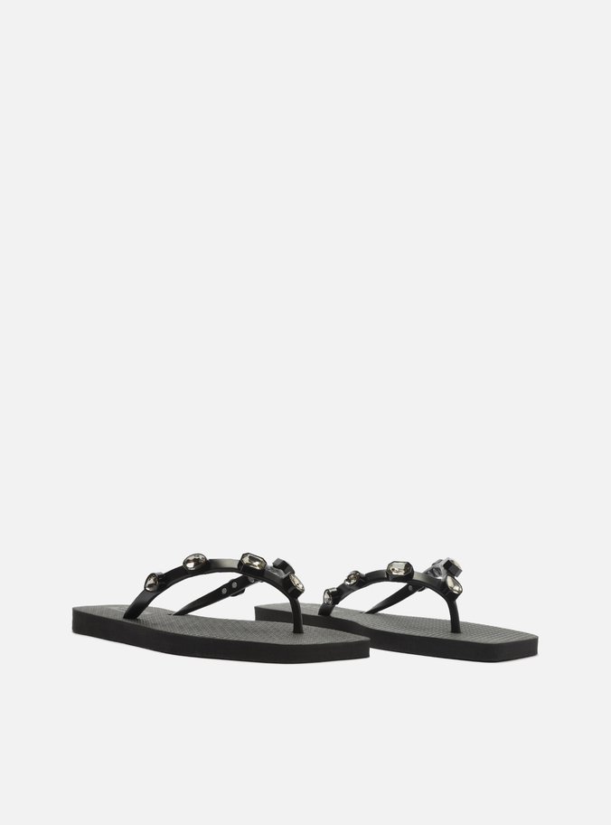 Chinelo de Dedo Preto Square Diamond