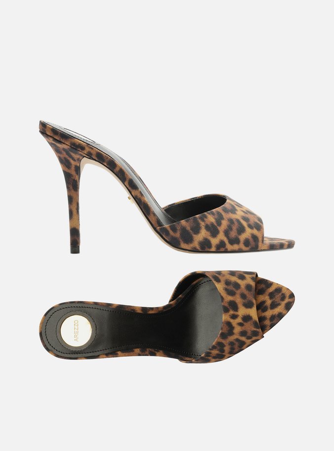 Mule Animal Print Salto Alto Fino