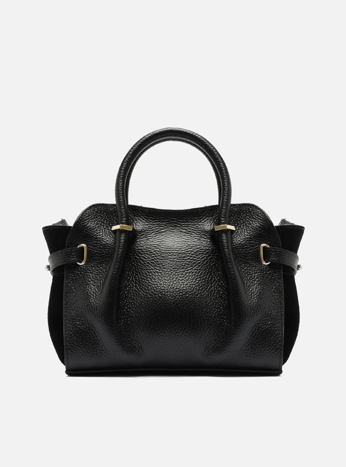 Bolsa Tote Preta Couro Pequena Camurcina