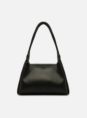 Arezzo — Bolsa Shoulder Preta Média Alça Trançada